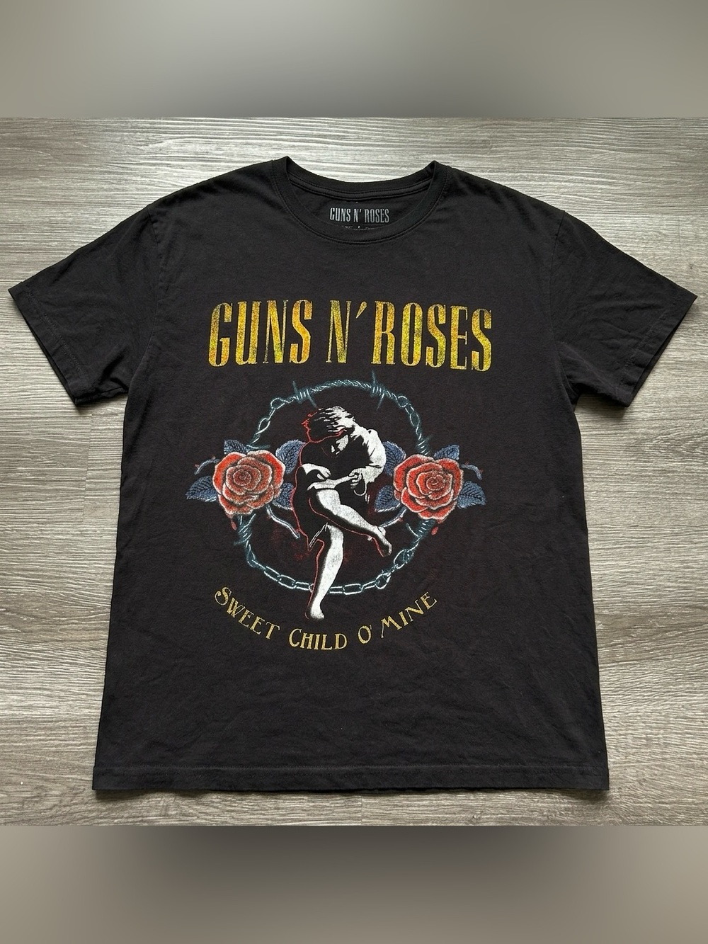 Guns N' Roses 'Sweet Child O' Mine' faded Black Graphic soft Tee - size L
